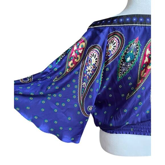 Vtg Y2k One Shoulder Angel Sleeve Top Rampage Women L Satin Fairy Whimsigoth - Picture 3 of 15